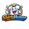 Logo of ShirtyHumor with a cartoon character giving a thumbs up on a white background
